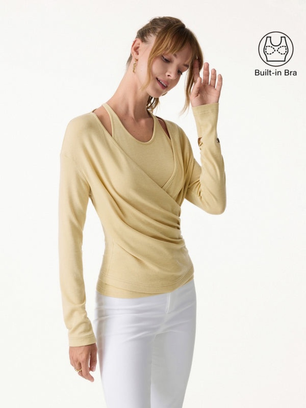 OGL Two-Piece Set Cami with Surplice Ruched Top-Biscotti